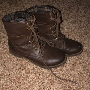 Rock & Candy Brown Combat Boots Size 8